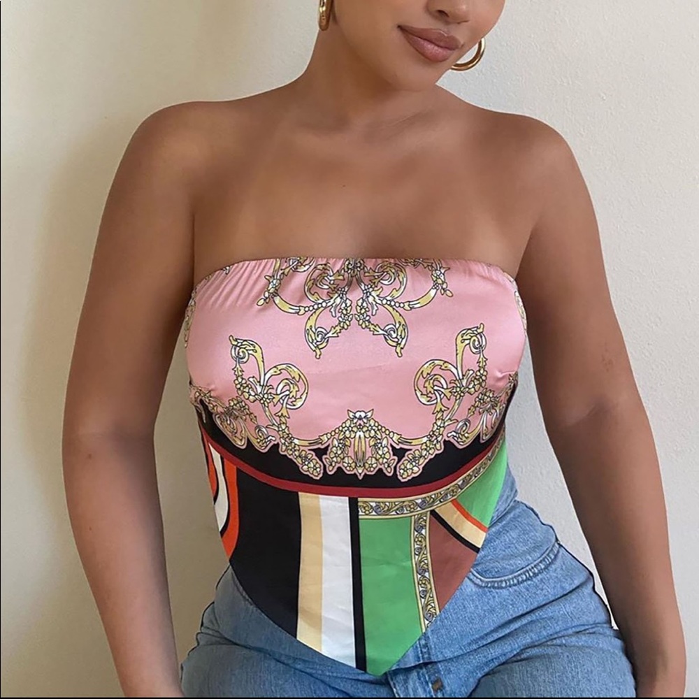 Bandeau top with tie back